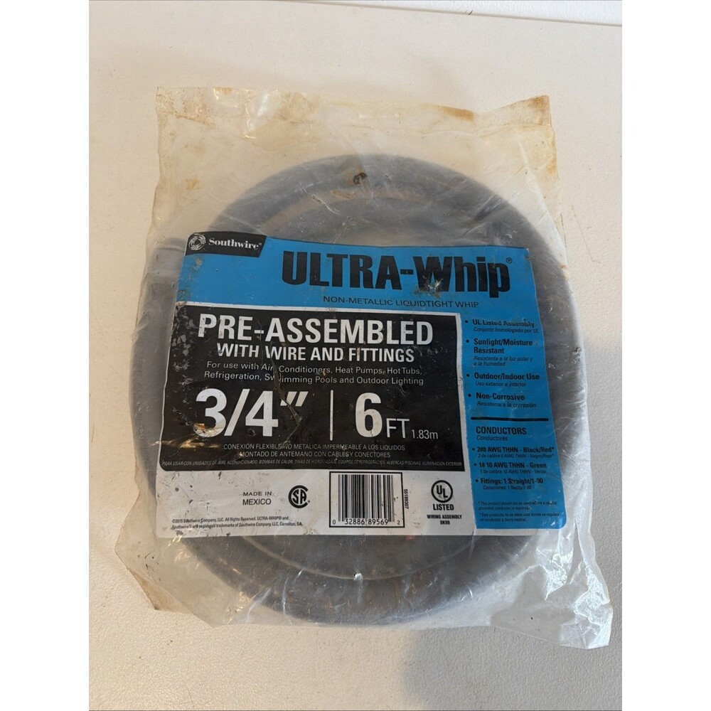 Southwire 55189307: 3/4" x 6 ft. Ultra-Whip Non-Metallic Liquidtight Whip